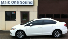 White 2013 Honda Civic Touring with professional window tint